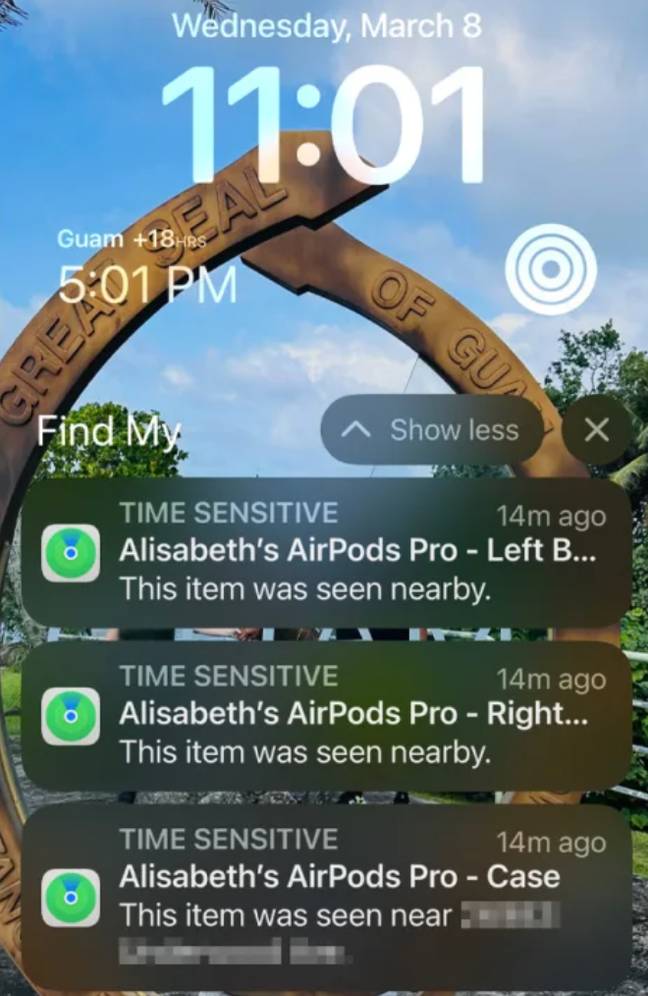Alisabeth used the 'Find My' app on her iPhone to track her lost AirPods. Credit: Alisabeth Hayden