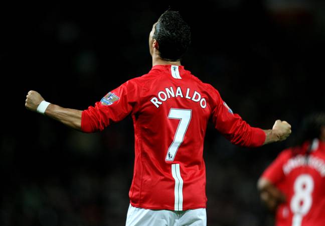 Ronaldo wore seven during his first spell at United. Image: PA Images