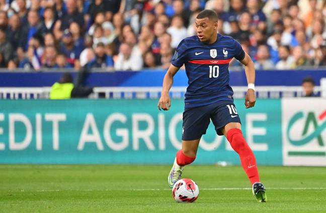 Mbappe playing for France on Friday. Image: Alamy