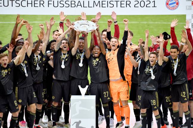 Bayern lifting their ninth league trophy in nine years. Image: PA Images