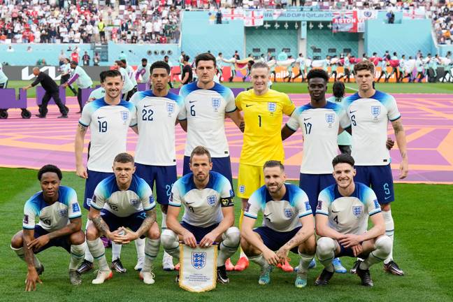 England players line-up prior to the game. (Image Credit: Alamy)