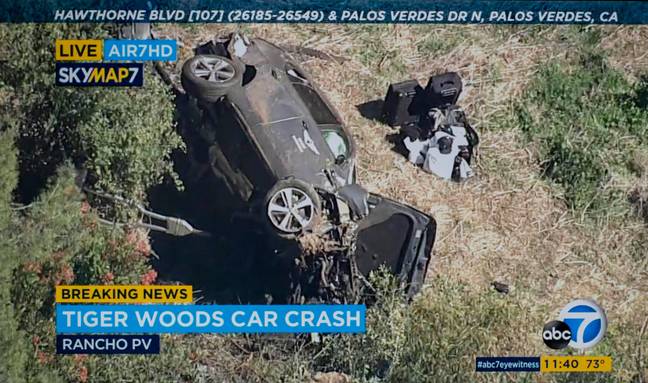 Woods car following the crash. Image: PA Images
