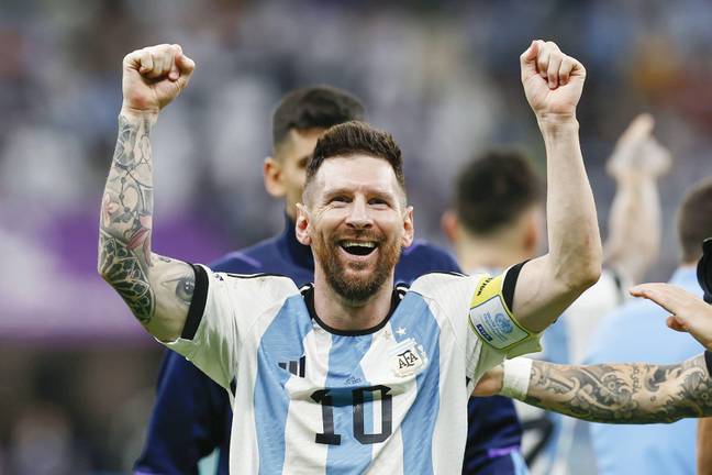 Messi celebrates making it to the semi-finals. Image: Alamy
