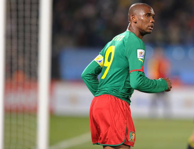 Samuel Eto'o in action for Cameroon. Image Credit: Alamy