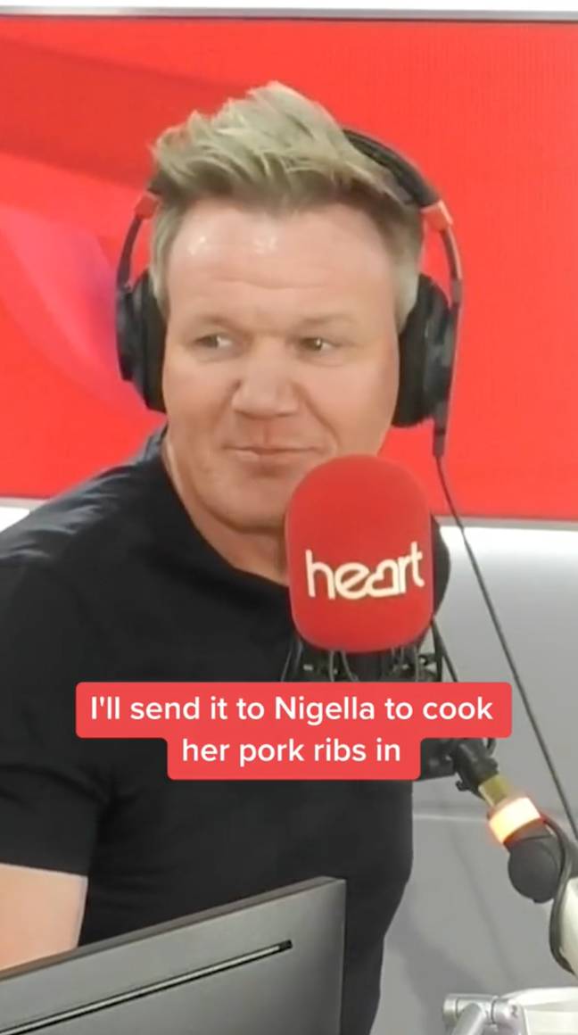 Nigella Lawson could be receiving a bottle of Prime from Gordon Ramsay by the sound of things. Credit: Heart Solent/TikTok