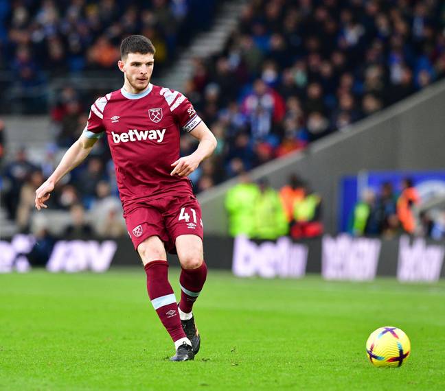 Declan Rice in action for West Ham United. Image: Alamy 