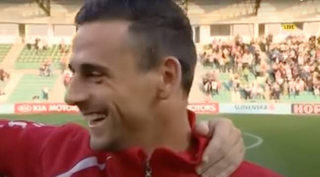 Malta's captain was in hysterics after Linkin Park's hit song was played over the speaker. 