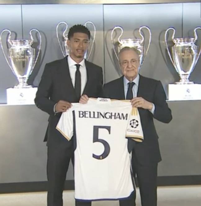Jude Bellingham unveiled as Real Madrid's new No.5. Image: Real Madrid