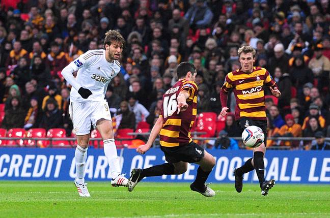 Michu helped Swansea to a League Cup success. Image: Alamy