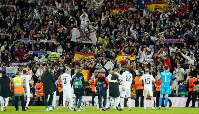 Madrid players celebrating at the full-time whistle. (Image Credit: Alamy)