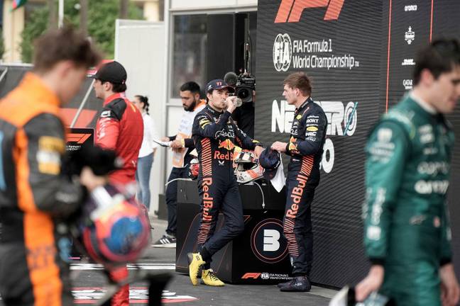 The two drivers talk post race. Image: Alamy