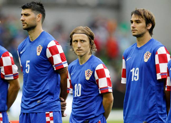 Vedran Corluka, Luka Modric and Niko Kranjcar during a Croatia game. (Image Credit: Alamy)