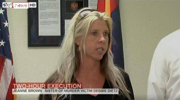 Debbie Dietz's sister Jeanne said the botched execution was 'nothing' compared what happened to her family in 1989. Credit: Sky News