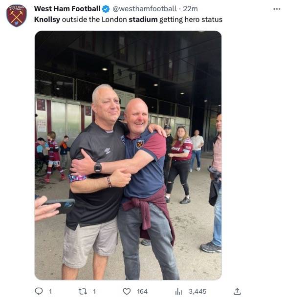 He's become a Hammers celebrity. Credit: Twitter/@westhamfootball