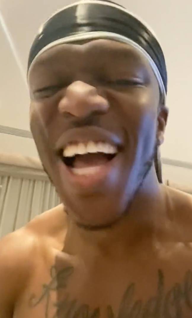 KSI couldn't contain himself after Jake Paul's defeat. Credit: Twitter/KSI