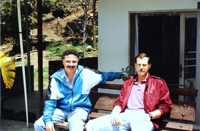 Murphy and Pena in 1992. The pair helped take down Pablo Escobar. Credit: Steve Murphy &amp; Javier Pena