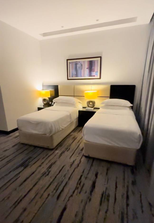 Rob also managed to bargain with the hotel room. Image credit: Instagram / @robadcock