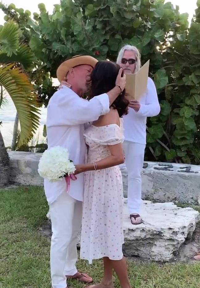 The actor shared a kiss with his wife Emma in the touching video. Credit: Instagram/ Emma Heming Willis