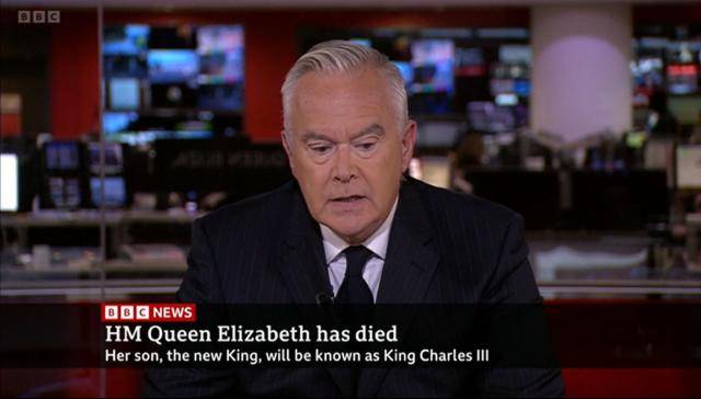 Huw Edwards delivered the news of Queen Elizabeth II's death to the world. Credit: BBC News