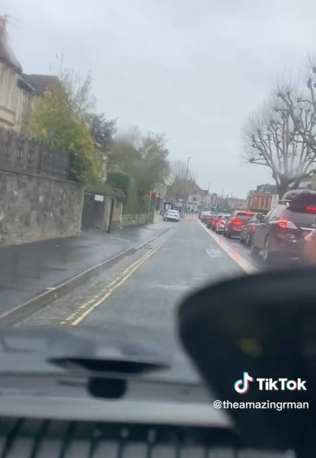 The driver raced down the bus lane as the rules were not enforced. Credit: TikTok/ @theamazingman
