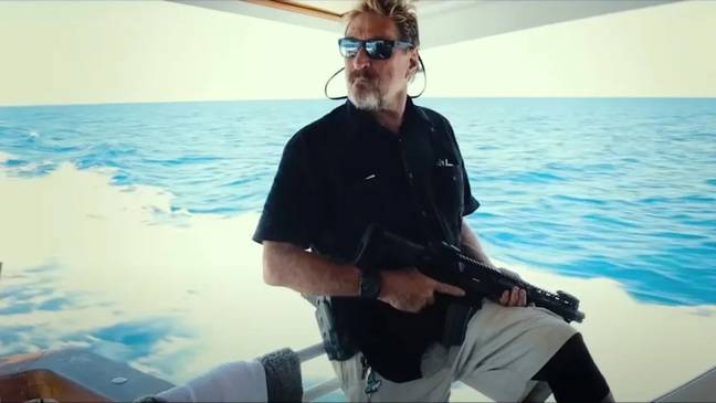 King said McAfee would regularly shoot his gun randomly inside the boat. Credit: Netflix