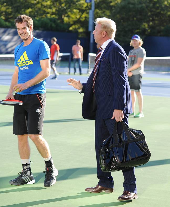 Boris Becker and Andy Murray at the US Open. Credit: Alamy