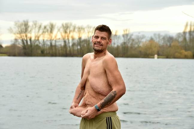 Ashley found his new love for fitness through open water swimming and has since improved his diet, too. Credit: SWNS