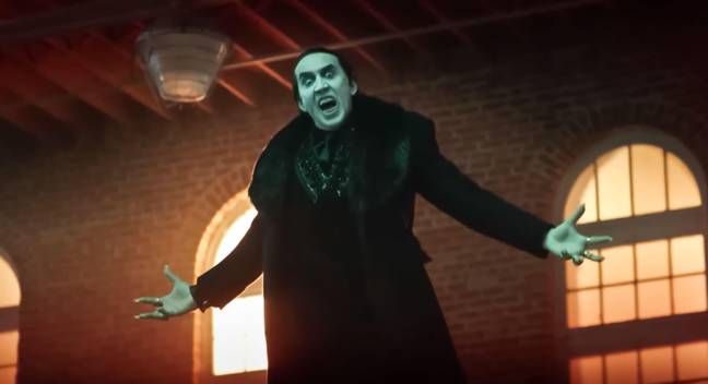 Nicolas Cage in the upcoming Dracula-inspired film Renfield (2023). Credit: Universal Pictures 