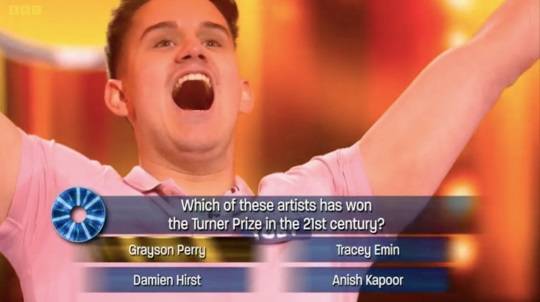 Toby was overjoyed when he managed to bag the £45k prize - despite not being able to see art. Credit: BBC