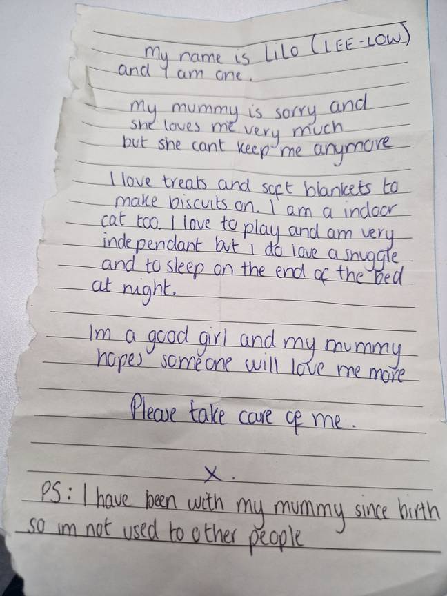 The heartbreaking note left one social media user in tears. Credit: RSPCA Manchester and Salford