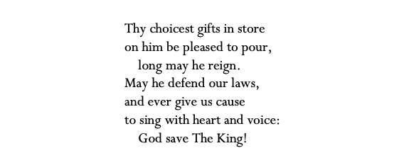 The second verse of the national anthem. Credit: Buckingham Palace.