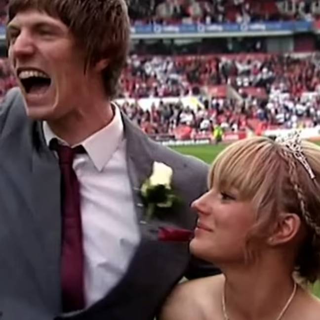 The couple ended up getting married on the pitch at Stoke City. Credit: Channel 4