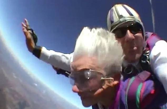 Clare Nowland was known for her zest for life, and even went skydiving on her 80th birthday. Credit: ABC News.