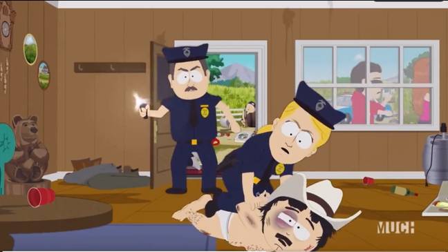 The police officers burst into the party CREDIT: South Park
