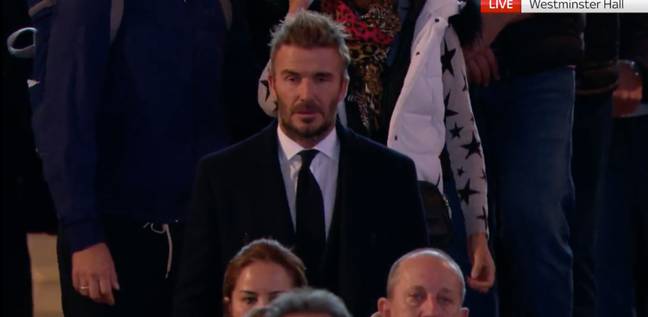 David Beckham teared up in Westminster Hall. Credit: Sky News