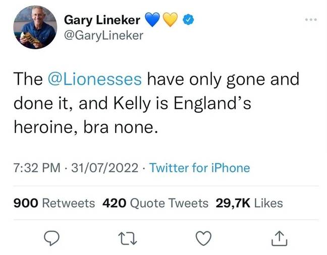 Gary Lineker attracted backlash for this tweet. Credit: Twitter/@GaryLineker