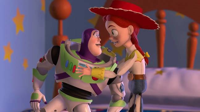 Buzz Lightyear gets a bit over-excited after watching cowgirl Jessie perform stunts around Andy's bedroom. Credit: Pixar