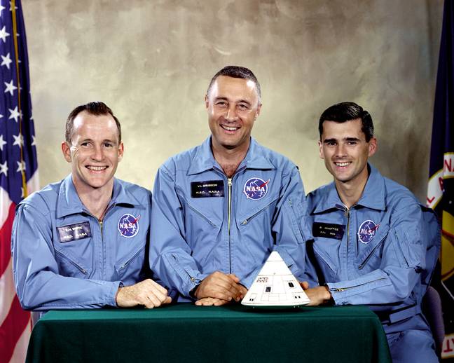 Astronauci, którzy niestety stracili życie w pożarze.  Źródło: NASA Archive/Alamy Stock Photo