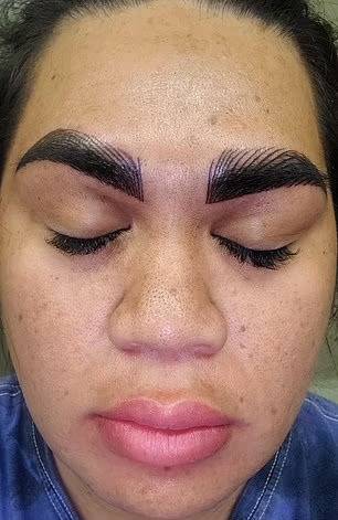 And after microblading. Credit: Caters.