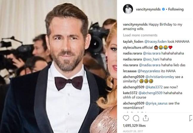 This isn't the first time the couple have trolled each other. Credit:  @vancityreynolds/Instagram