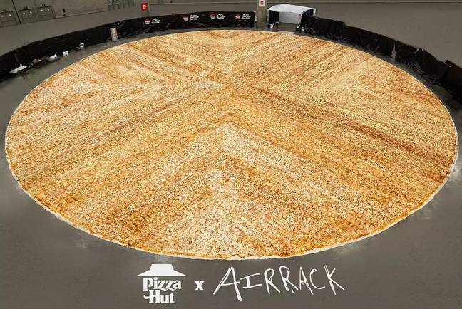 There was enough pizza for about 68,000 slices which were donated to local charities. Credit: AIRRACK &amp; PIZZA HUT