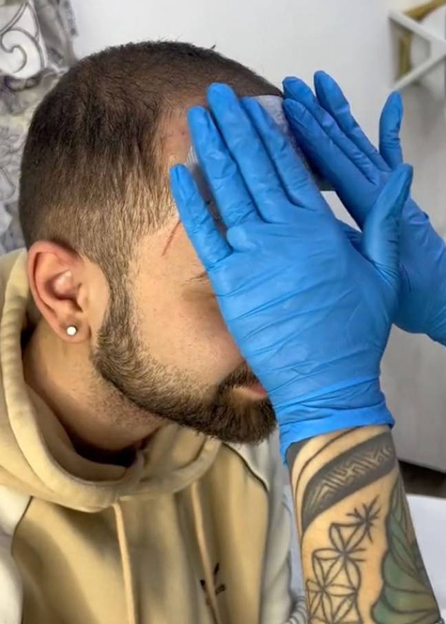 Gianluca went to visit his local tattoo artist. Credit: Caters