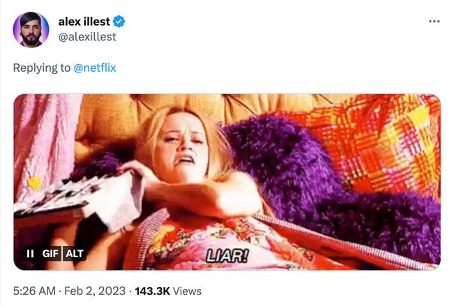Netflix is getting roasted for the historic tweet. Credit: Twitter/@alexillest