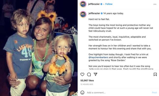 Jeff Brazier shared a touching tribute to the late star. Credit: Instagram/@jeffbrazier