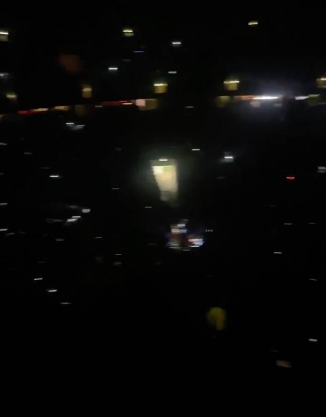 Sam Smith's fans were plunged into darkness during their concert in Manchester. Credit: Twitter/@simonsaysrelax
