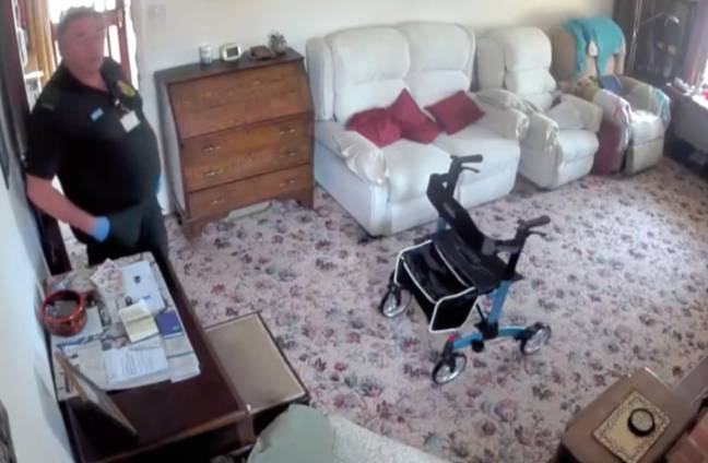 The moment that the paramedic spotted the camera. Credit: Mike Drage/Facebook