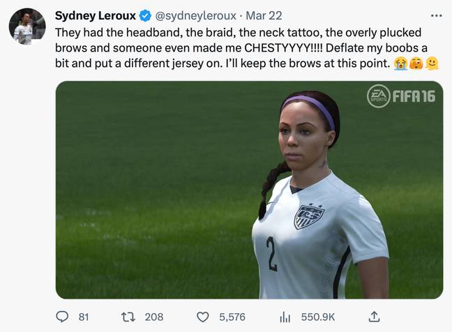 The Canadian footballer was seriously unimpressed. Credit: Twitter/@sydneyleroux