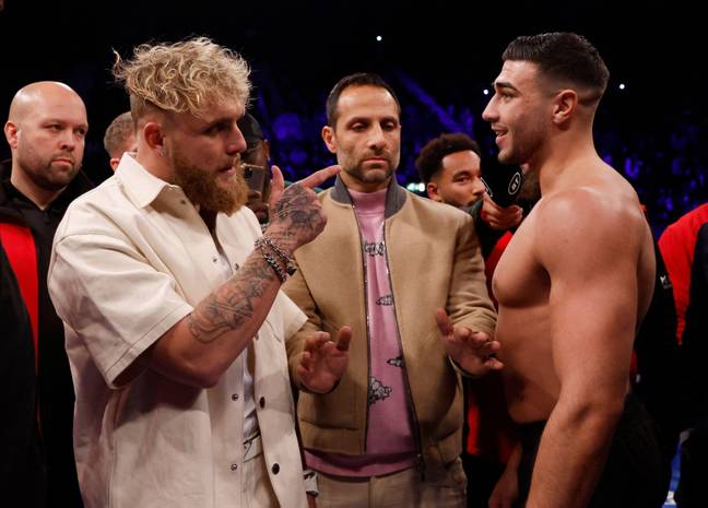 Jake Paul and Tommy Fury facing off before the fight between Artur Beterbiev and Anthony Yarde last month. Credit: REUTERS/Alamy Stock Photo