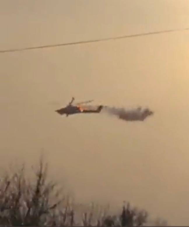 The helicopter hit by the Starstreak missile. Credit: Nexta
