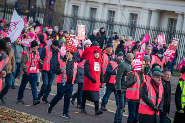Royal Mail workers on strike this month. Credit: Lucy North/Alamy